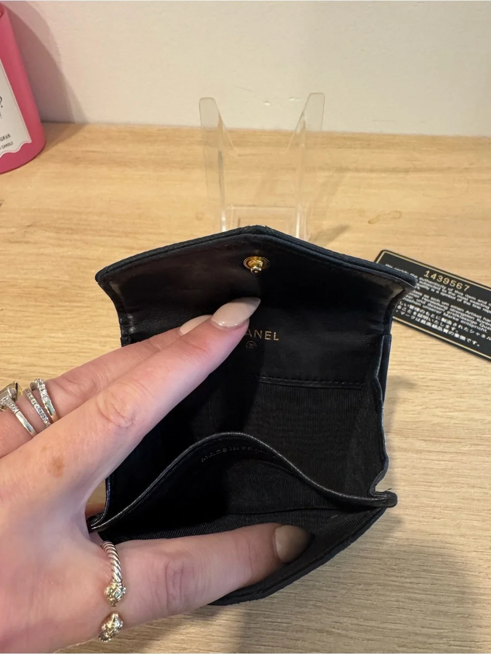 CHANEL Black Quilted Envelope Wallet with Gold CC Turnlock
